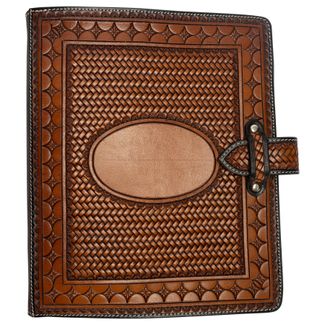 Schneiders® Basketweave Tooled Leather Three Ring Binder Padfolioimage