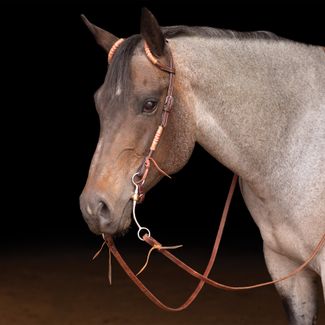 Schneiders® Harness Leather Two-Ear Headstall with Chocolate Rawhide Accentsimage