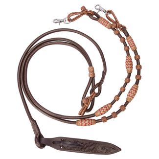 Schneiders® Chocolate Leather Romel Reins with Rawhide Accentsimage