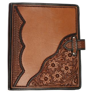 Schneiders® Floral Tooled Leather Three Ring Binder Padfolio