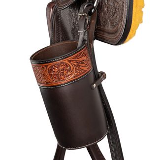 Schneiders® Tooled Leather Water Bottle and Snack Holder Saddle Bagimage