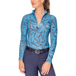 Kastel Denmark Ladies Tahoe Blue Belts Quarter Zip Long Sleeve Shirtimage