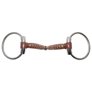 Metalab Pinchless Single Jointed Leather Wrapped Loose Ring Snaffle - 5 1/4image