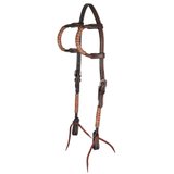 Schneiders® Harness Leather Two-Ear Headstall with Chocolate Rawhide Accents46437_darkoil.jpg image