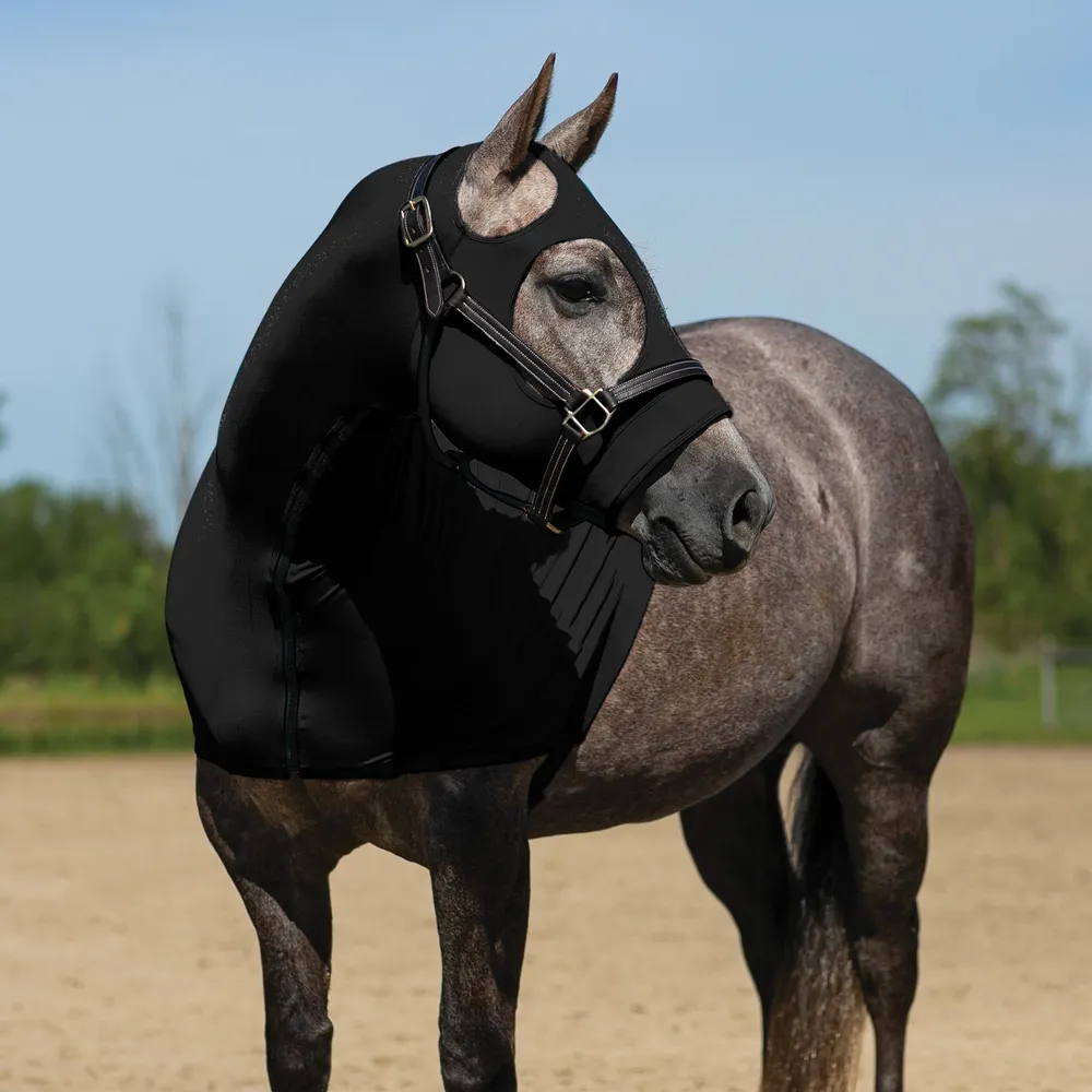 Cappuccio Cavallo Leberna In Lycra | Copertura Pieno Volto Con Zip | Taglia L Nero - Foto 7