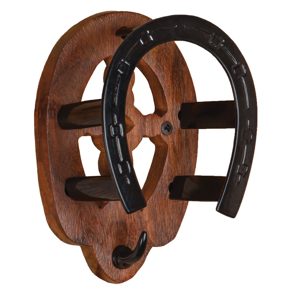 Berlin Brass and Wood Fancy Black Horseshoe Bridle Bracket