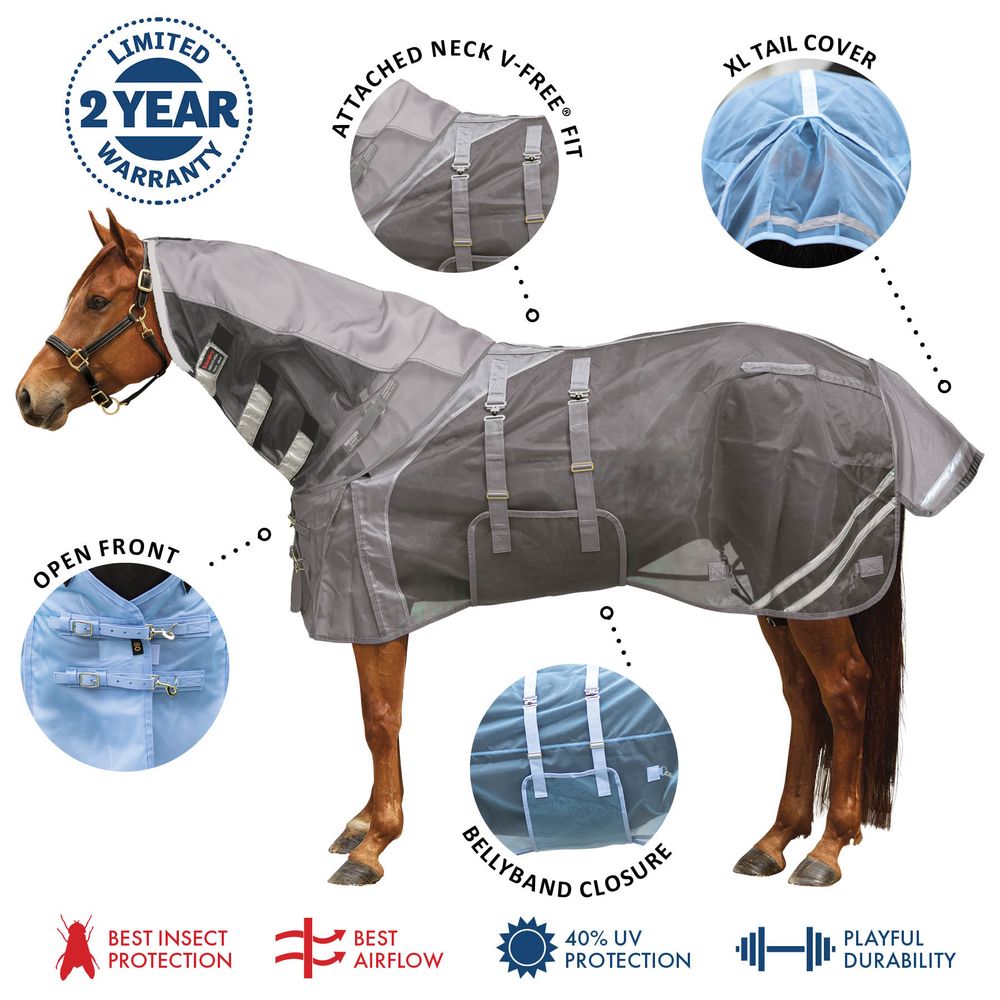 Schneiders® Mosquito Mesh II Attached Neck V-Free® Adjusta-Fit® Bellyband Fly Sheet