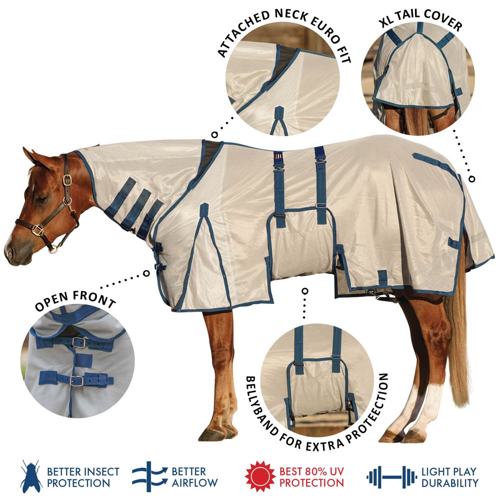 Schneiders® Soft Interlock Mesh II Attached Neck Euro Bellyband Leg Shield Fly Sheet