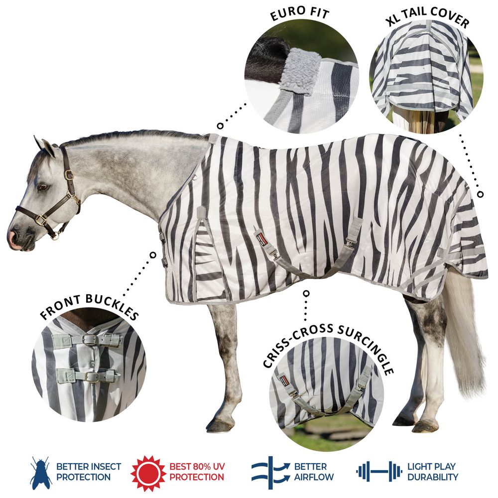 Schneiders® Soft Interlock Mesh II Euro Surcingle Zebra Fly Sheet