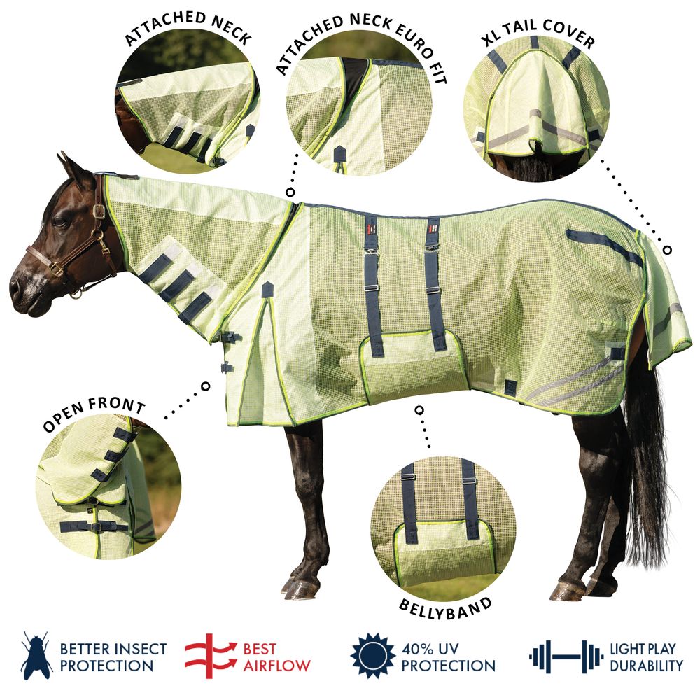 Schneiders® No Chew Ripstop Nylon Mesh II Attached Neck Euro Bellyband Fly Sheet