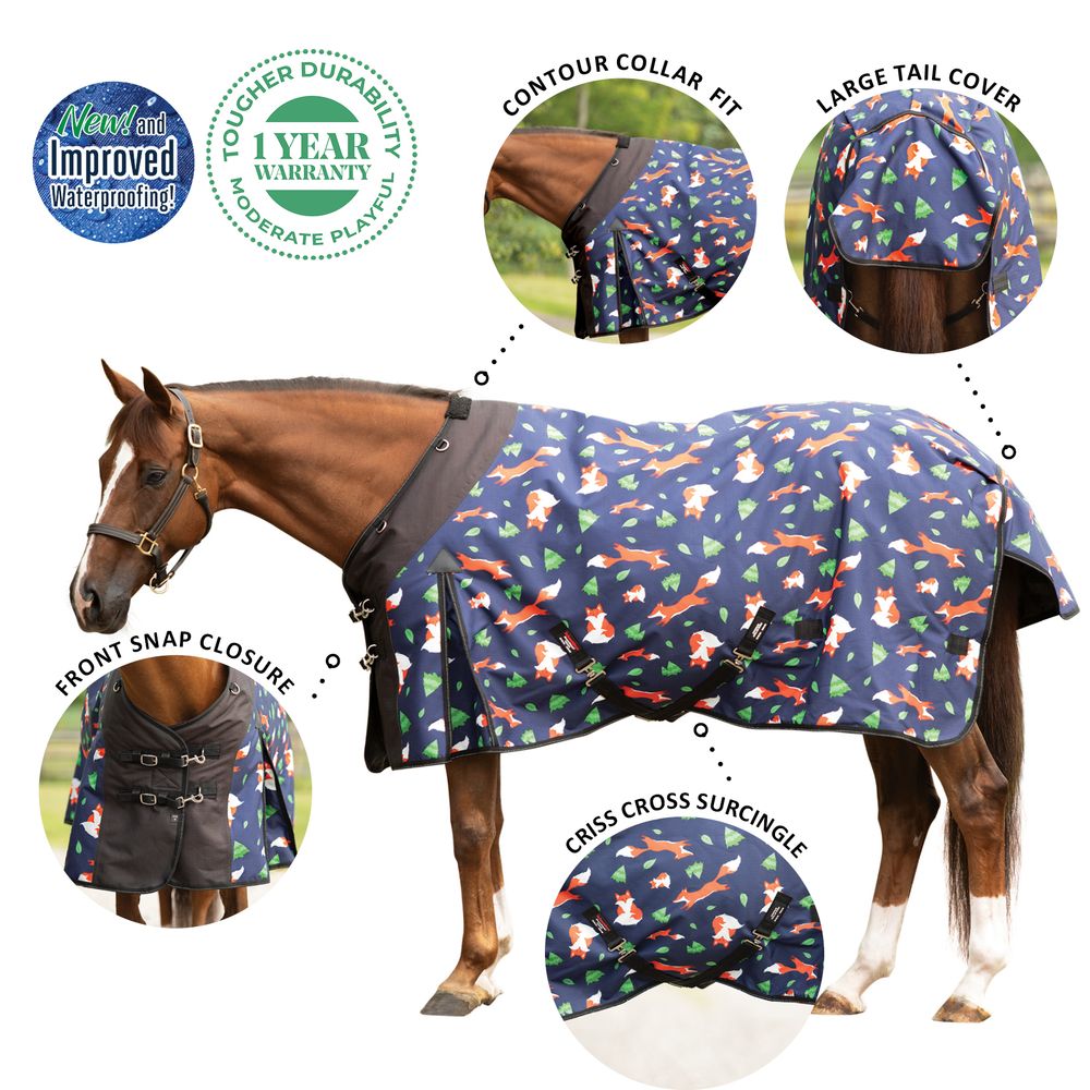 StormShield® Contour Collar Limited Edition Fox Surcingle Turnout Blankets