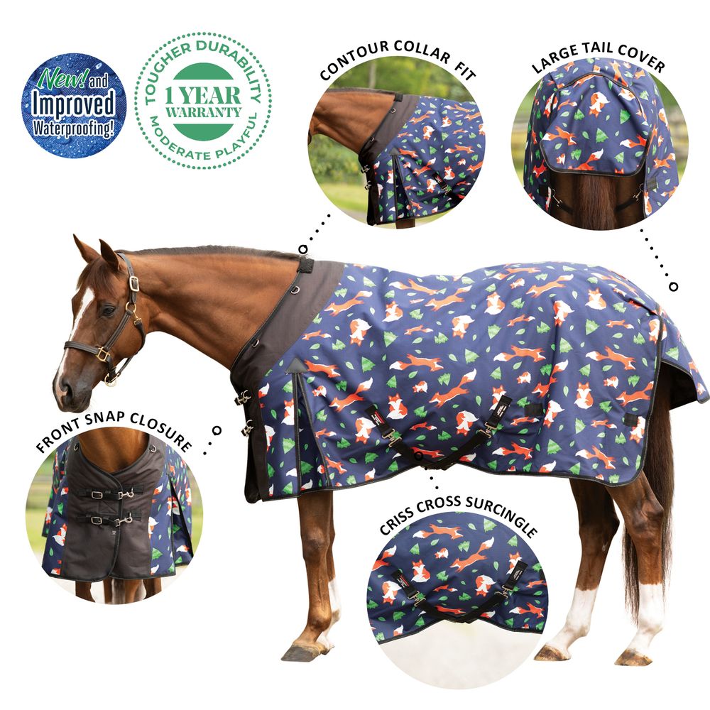 StormShield® Contour Collar II Limited Edition Fox Surcingle 220g Medium Weight Turnout Blanket