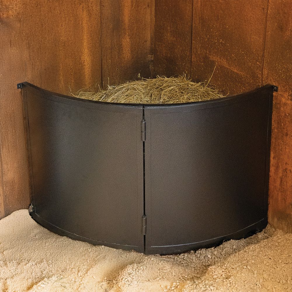 Schneiders® Easy-Up® Solid Panel Corner Floor Hay Feeder - No Lid