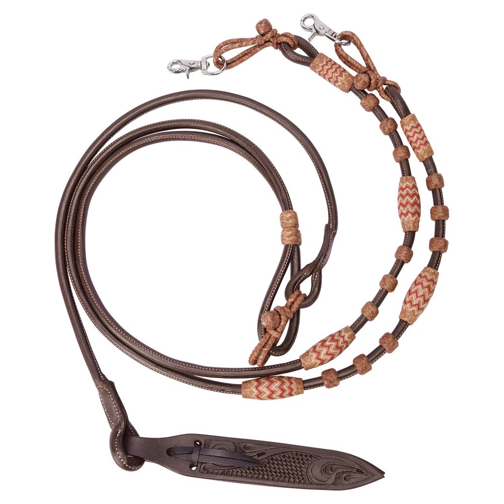 Schneiders® Chocolate Leather Romel Reins with Rawhide Accents