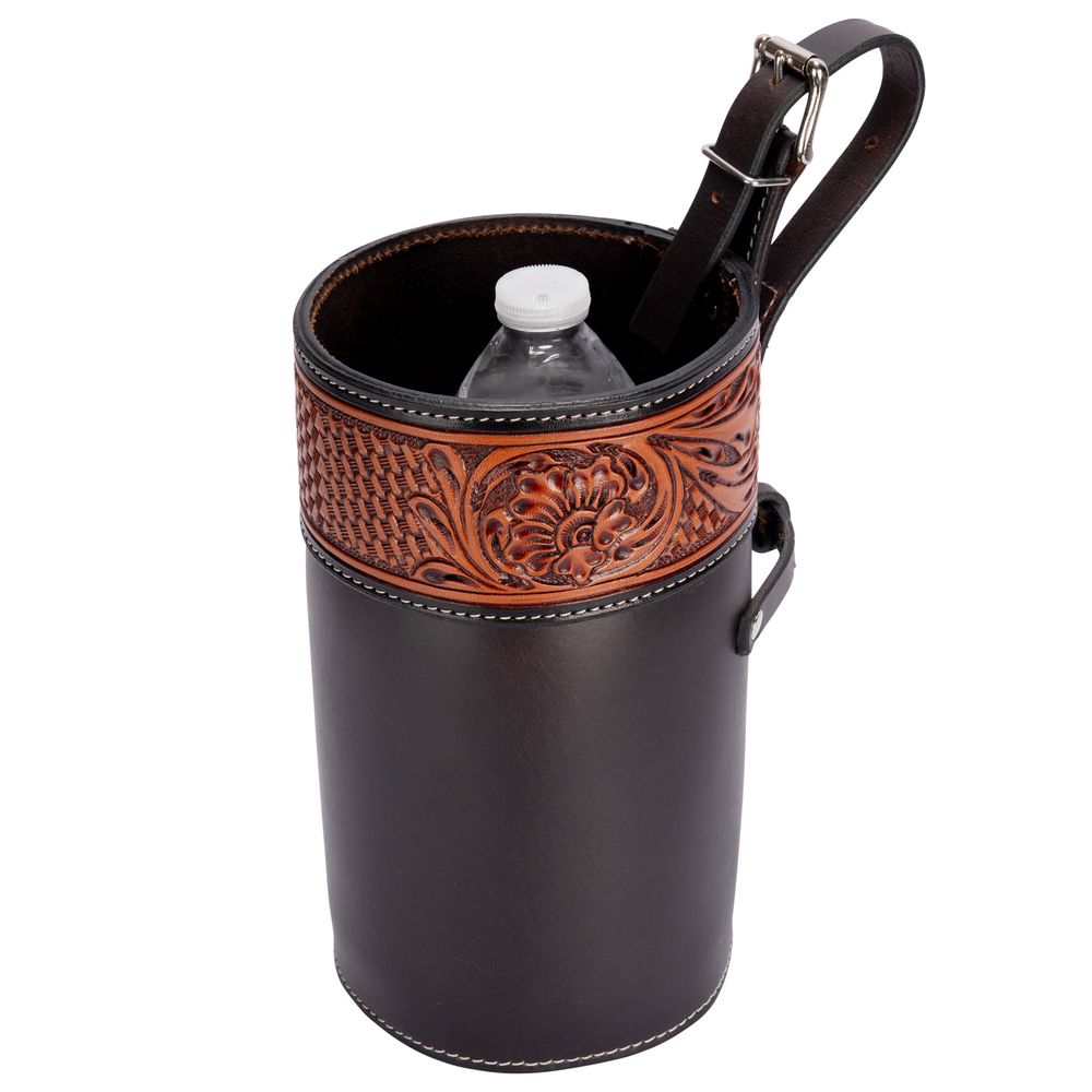 Schneiders® Tooled Leather Water Bottle and Snack Holder Saddle Bag