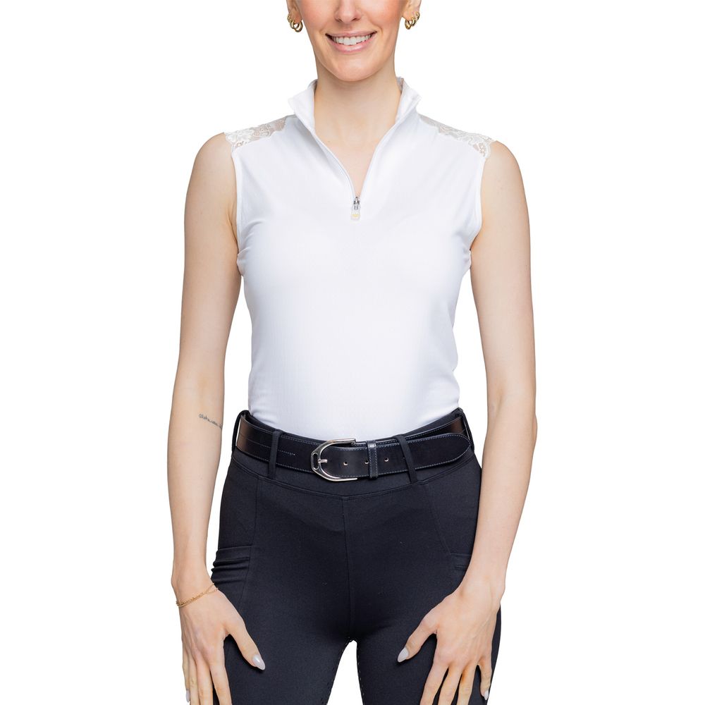 Kastel Denmark Ladies Lace Shoulder 1/4 Zip Tank