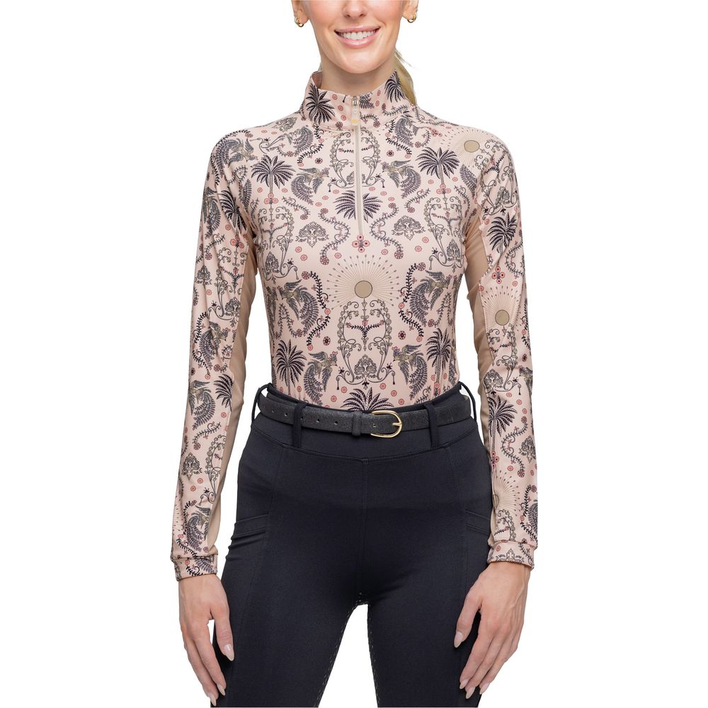 Kastel Denmark Ladies Coral Regal Palm 1/4 Zip Long Sleeve Sun Shirt