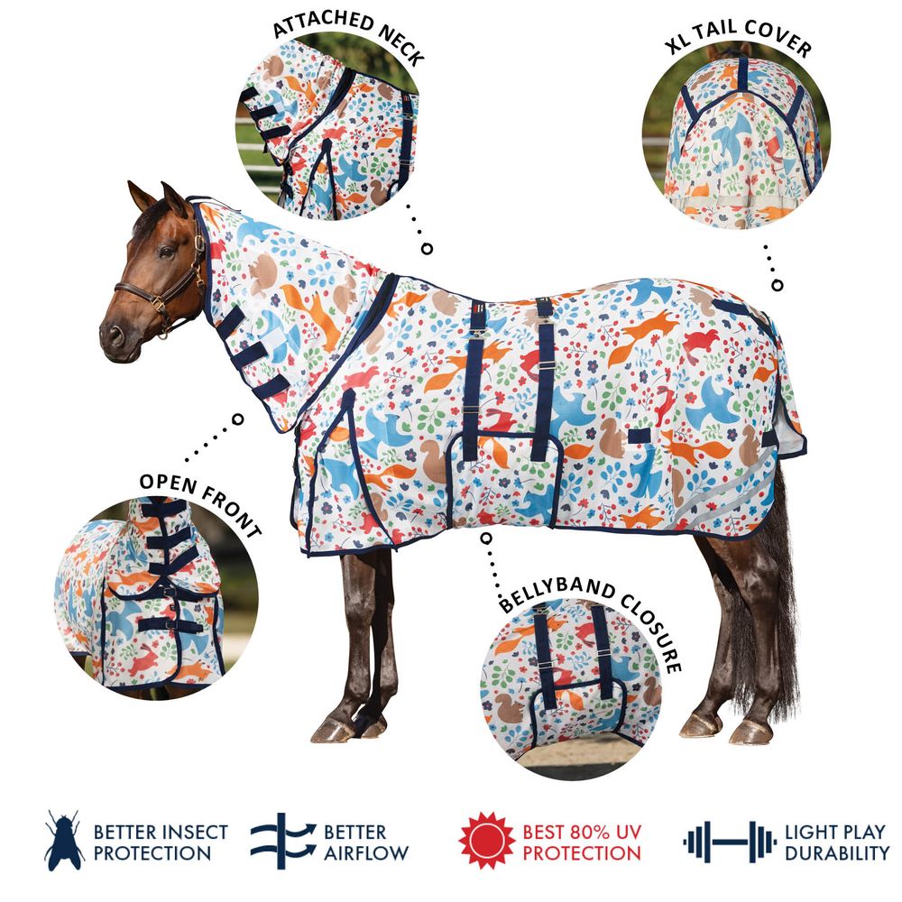 Schneiders® Soft Interlock Mesh™ II Woodland Attached Neck Euro Bellyband Fly Sheet